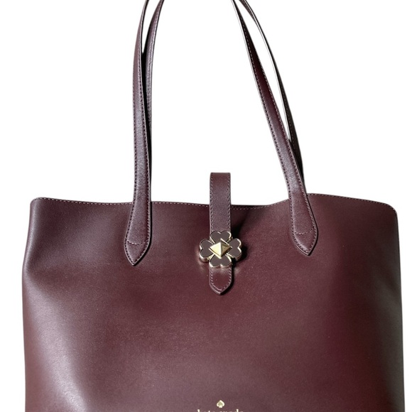 KATE SPADE Kaci Chocolate Cherry Small Leather Tote Shoulder Bag Purse D410 NWOT - Picture 3 of 12